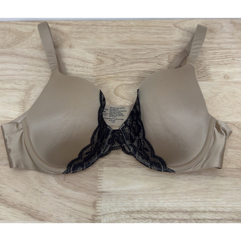 Soma Enhancing Shape Full Coverage Printed Lace T Shirt Bra Beige Black 36B #2